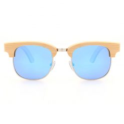 Fashion Bamboo Half Frame Polarized Wayfarer Sunglasses Unisex blue 2
