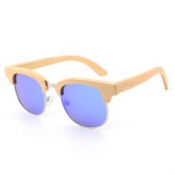 Fashion Bamboo Half Frame Polarized Wayfarer Sunglasses Unisex