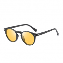 Round Polarized Day & Night Vision Driving Sunglasses Men Flexible TR90 Anti-glare